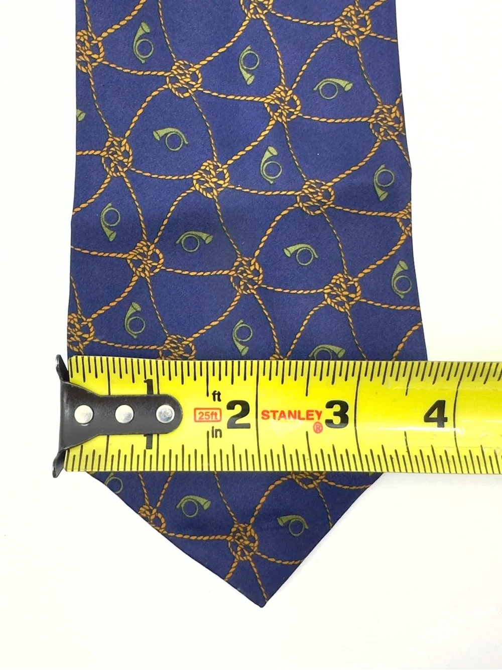 Bottega Veneta Silk Tie Equestrian Rope Knot Horn Designer Blue Gold Italy